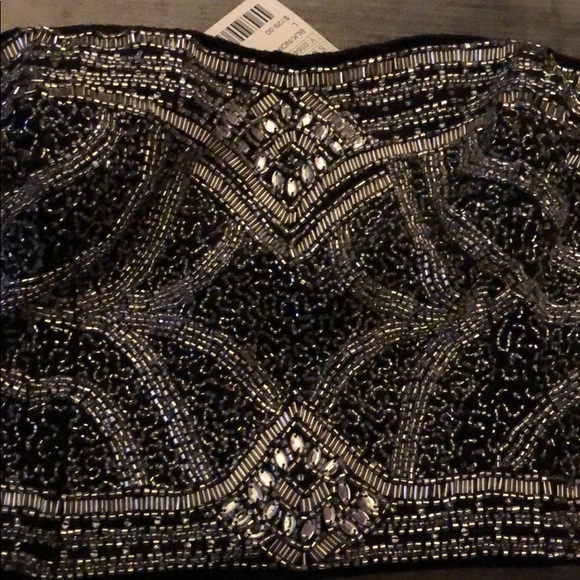 NWT UO kimchi Blue BLK beaded crop top - Picture 6 of 7